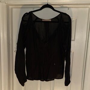 Culture Black Sheer Women's Blouse L